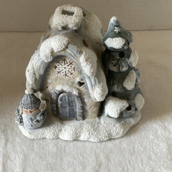 Ceramic Snowy House and Tree Decor - Picture 2 of 4